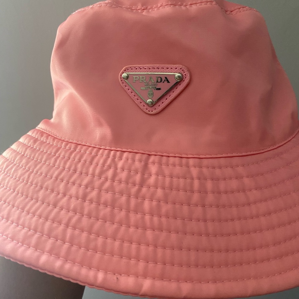 Pink prada bucket hat
